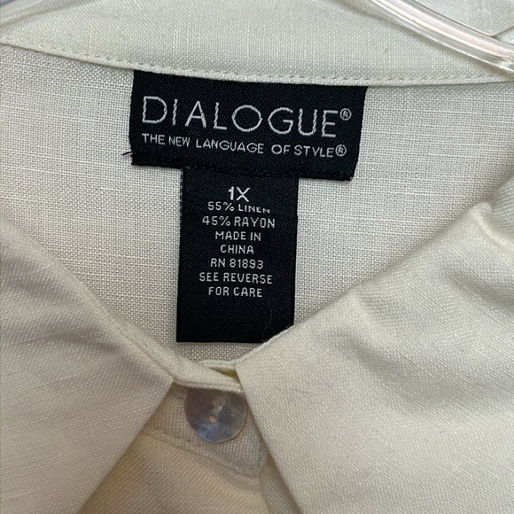 Dialogue Linen Blend Button Down Blouse - Picture 6 of 11